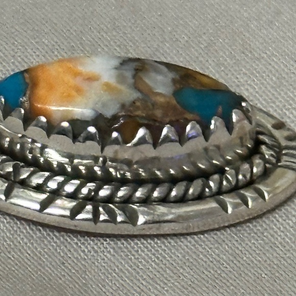 925 Sterling Silver Spiny Oyster Copper Turquoise Oval Orange/White/Blue/Brown - Picture 5 of 13